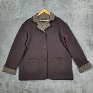 Bernardo Essentials Womens XL Wool Jacket Brown Tan Button Front Pockets
